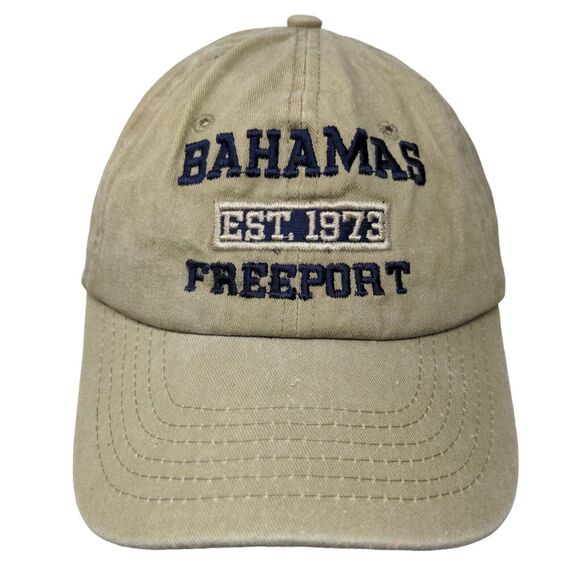 Luxe Apparel Men's Slideback Tan Adjustable Embroidered Bahamas Freeport - Picture 1 of 7